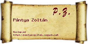 Pántya Zoltán névjegykártya